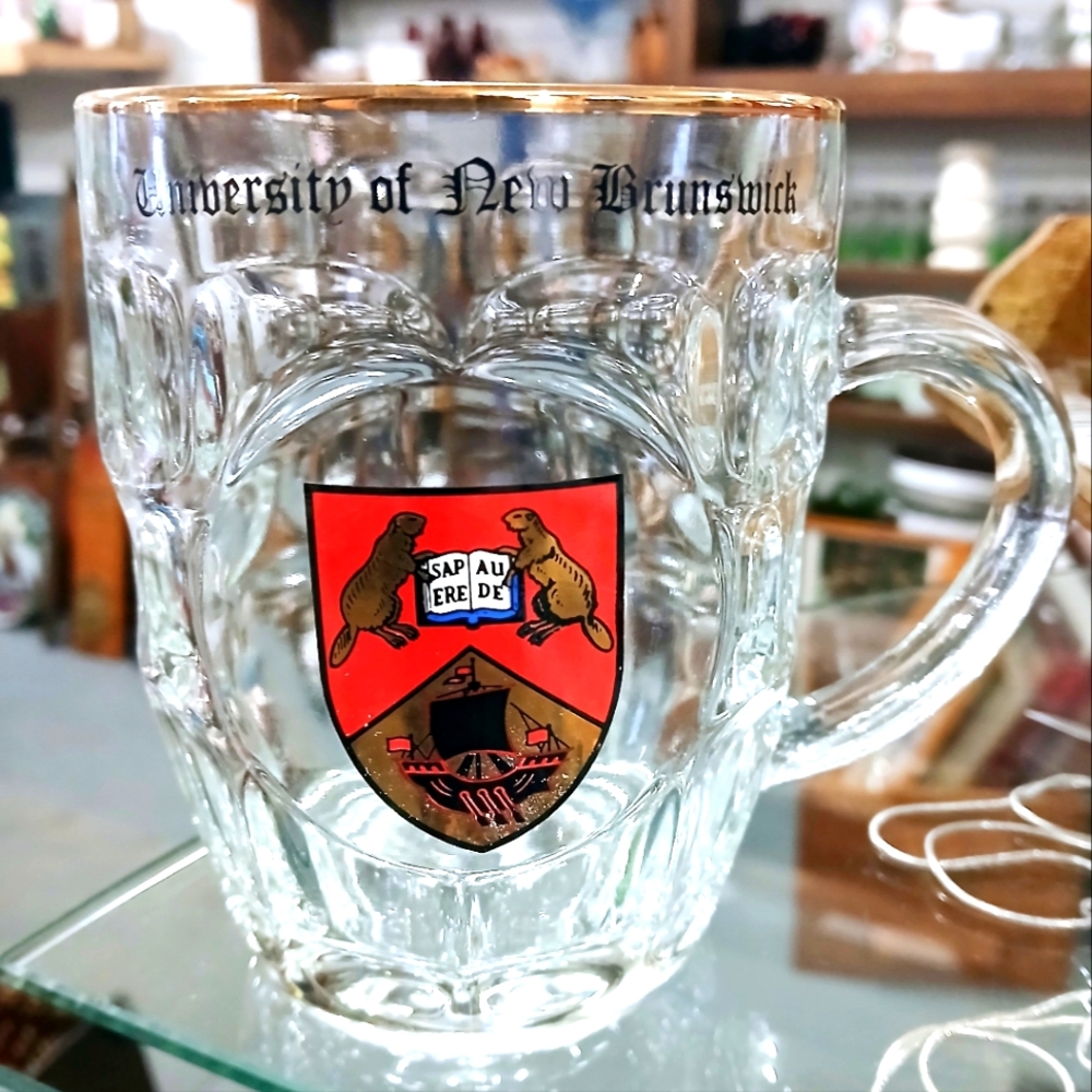 Vintage University of New Brunswick Glass Mug Unused